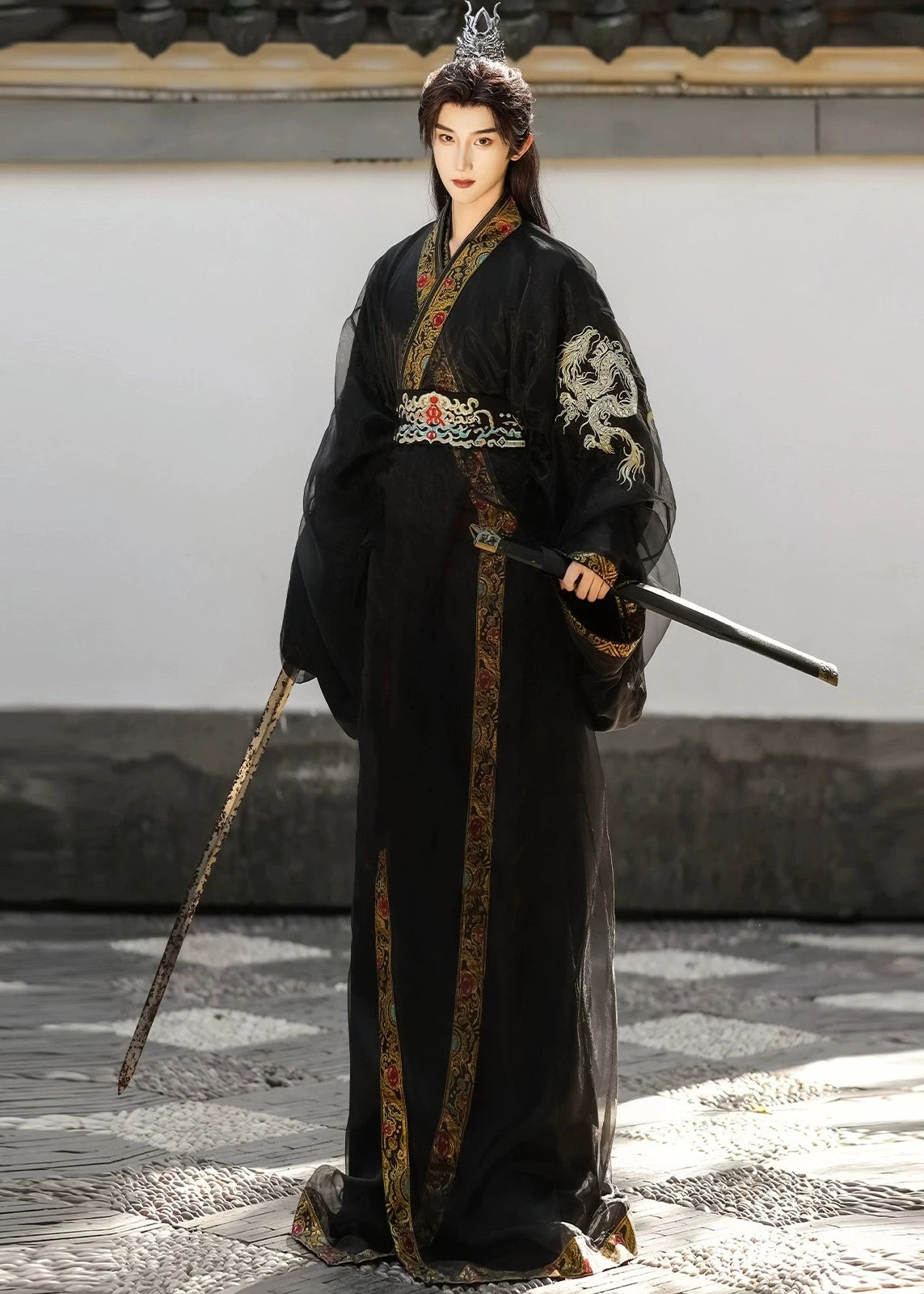 Unisex Modern Daily Hanfu 3-Piece Robe Set  Scarlet Plus Size | HANFUBAO