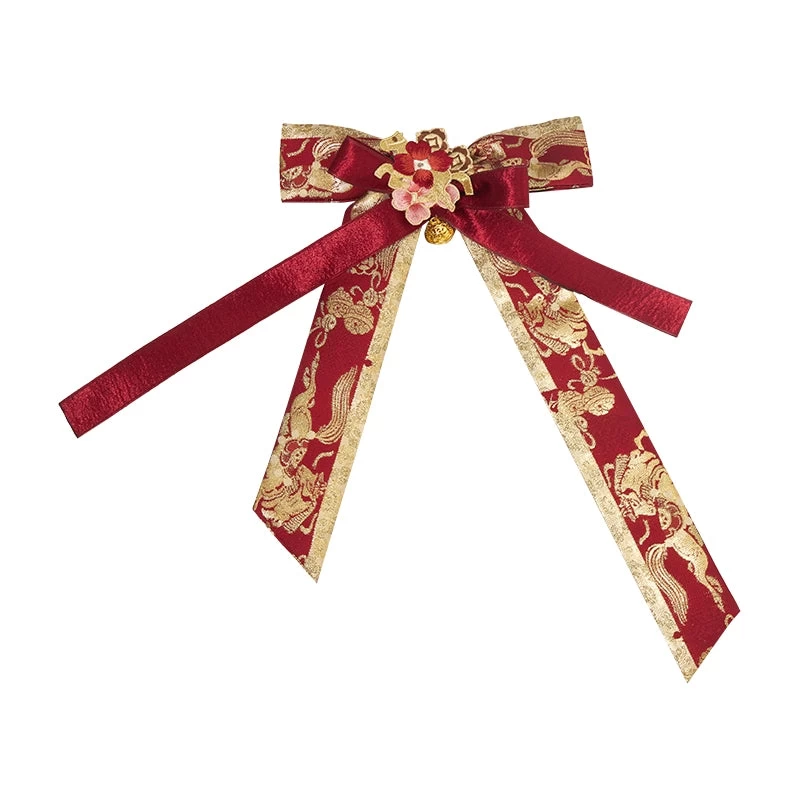 HANFUBAO | Women Brocade Hanfu 3-Piece Dress Set New Year Red Gold S-XL