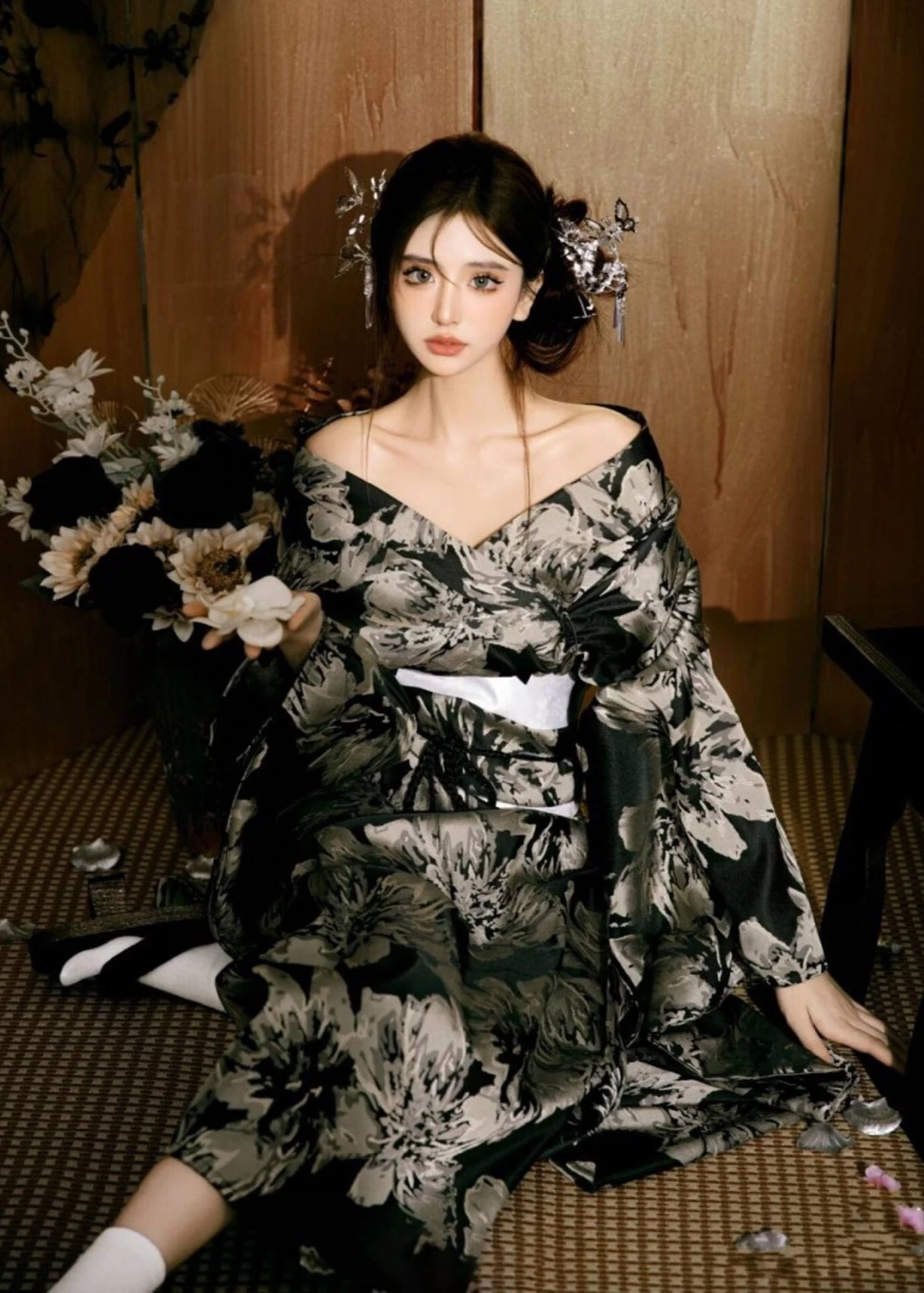 Women Modern Hanfu 2-Piece Kimono Robe Set Nightfall| HANFUBAO