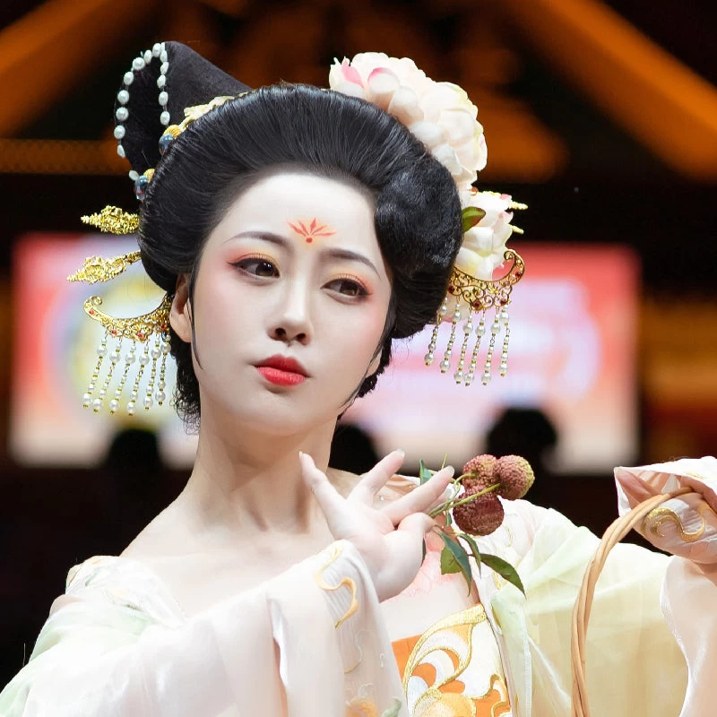 Women Copper Faux Pearl Hairpin Gold Peony Flower Crown | HANFUBAO