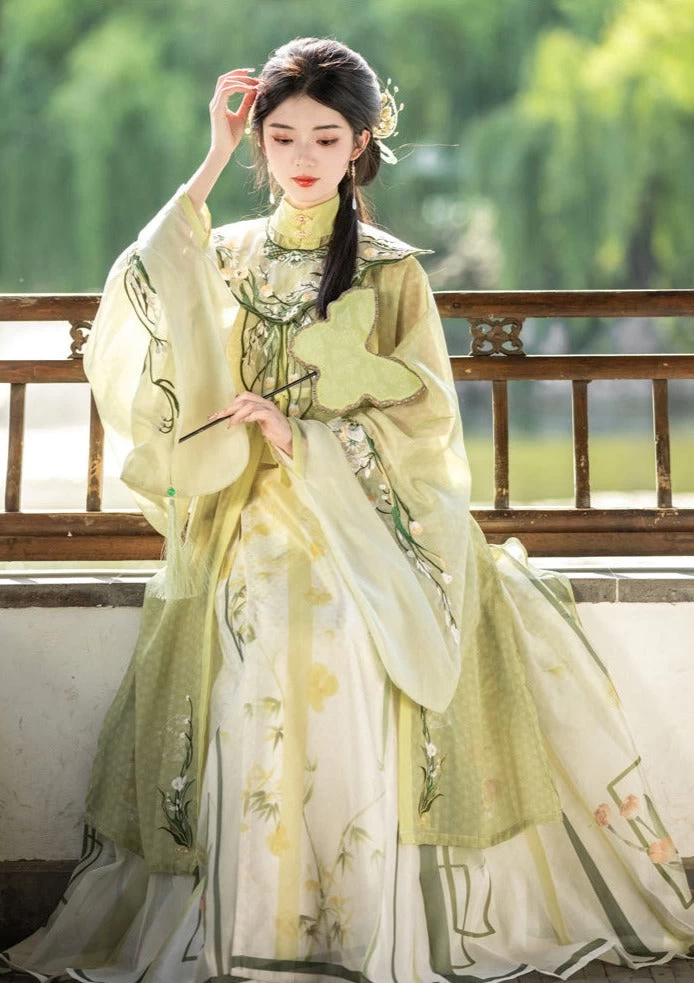 Women's 5-Piece Hanfu Set Floral Embroidery Daily Wear Plus Size | HANFUBAO