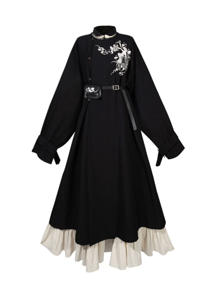 Women's Modern Hanfu Trench Coat Set White |  Blend | HANFUBAO