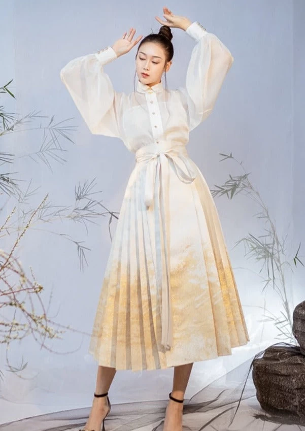 Women Modern Daily Hanfu Blouse White 100%  | HANFUBAO