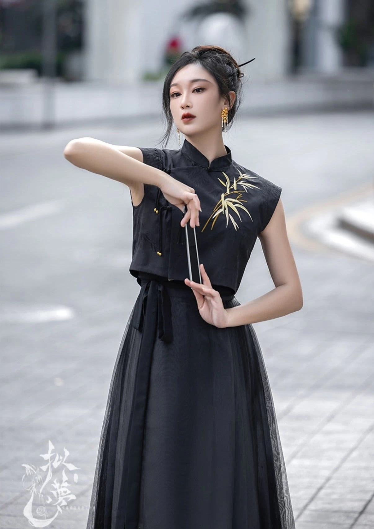 Women Modern Hanfu Top Bamboo Pattern | HANFUBAO  Lab Silk Daily Wear