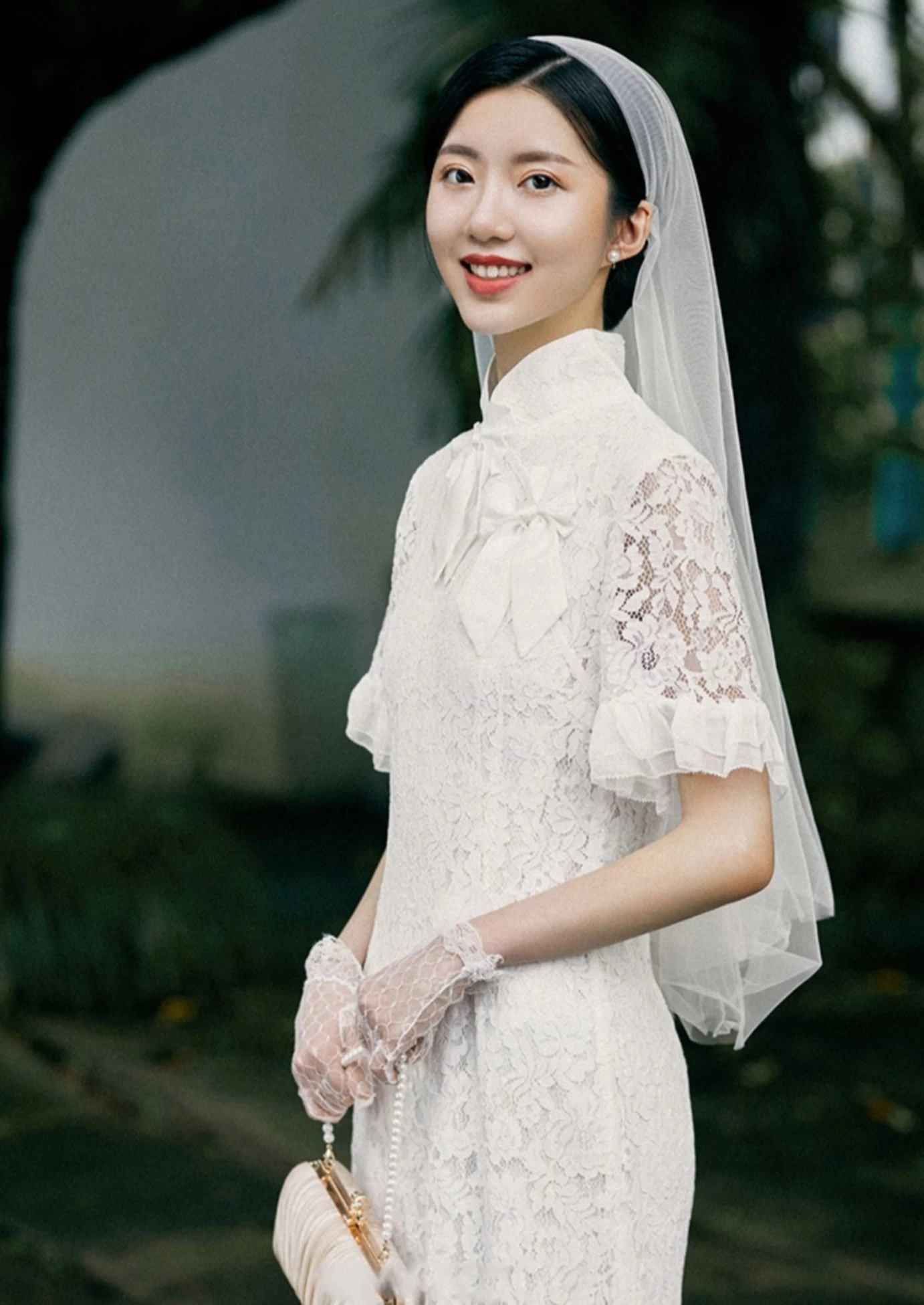 HANFUBAO | Women Lace Modern Hanfu Qipao Wedding Dress White S-XL