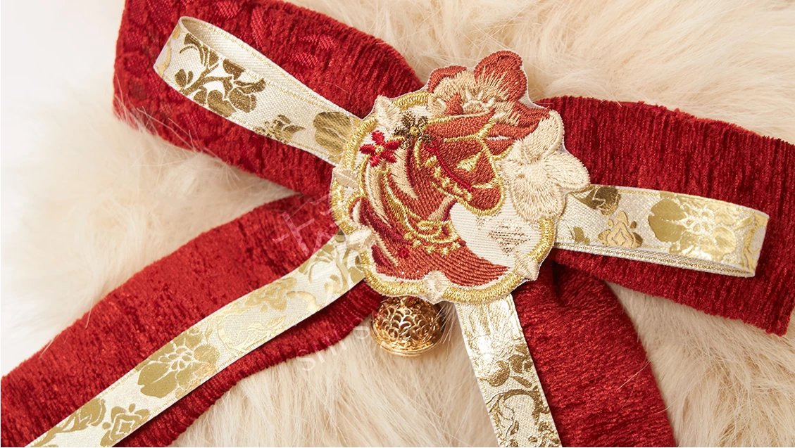 Women 3-Piece Crimson New Year Embroidered  Hanfu Set | HANFUBAO