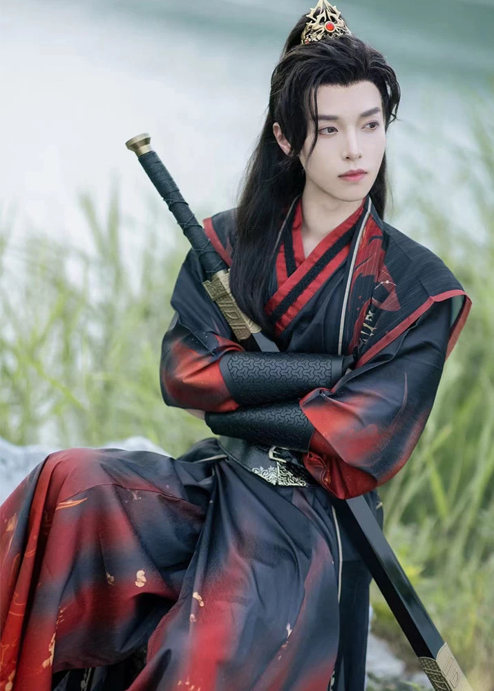 Unisex 6-Piece Daily Hanfu Set Red  Plus Size| HANFUBAO