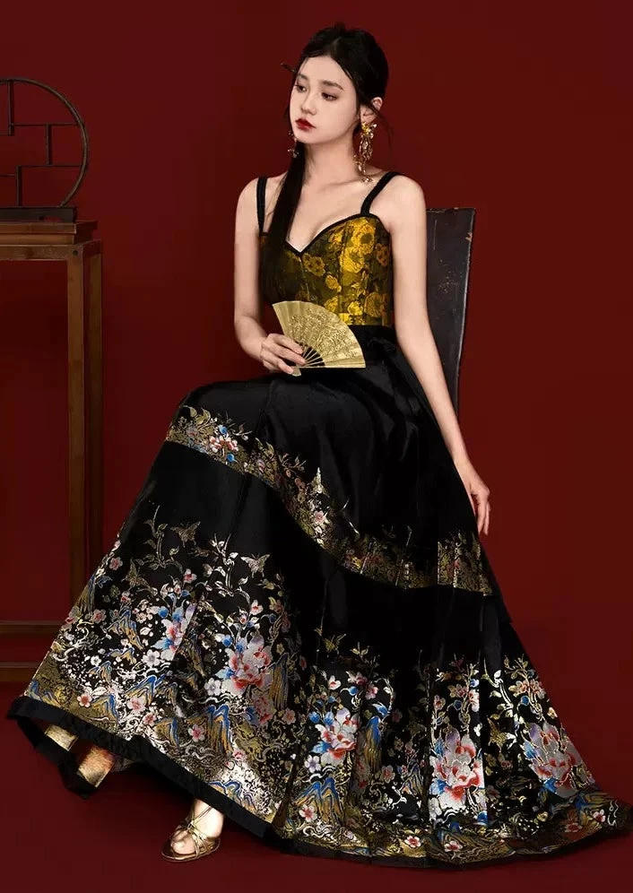 Women Modern Hanfu 2-Piece Top & MaMian Skirt Set Jiangshan Ru Hua | HANFUBAO