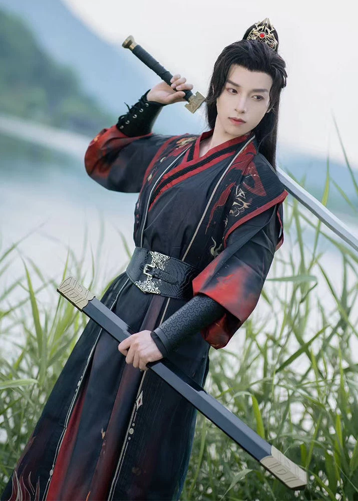 Unisex 6-Piece Daily Hanfu Set Red  Plus Size| HANFUBAO