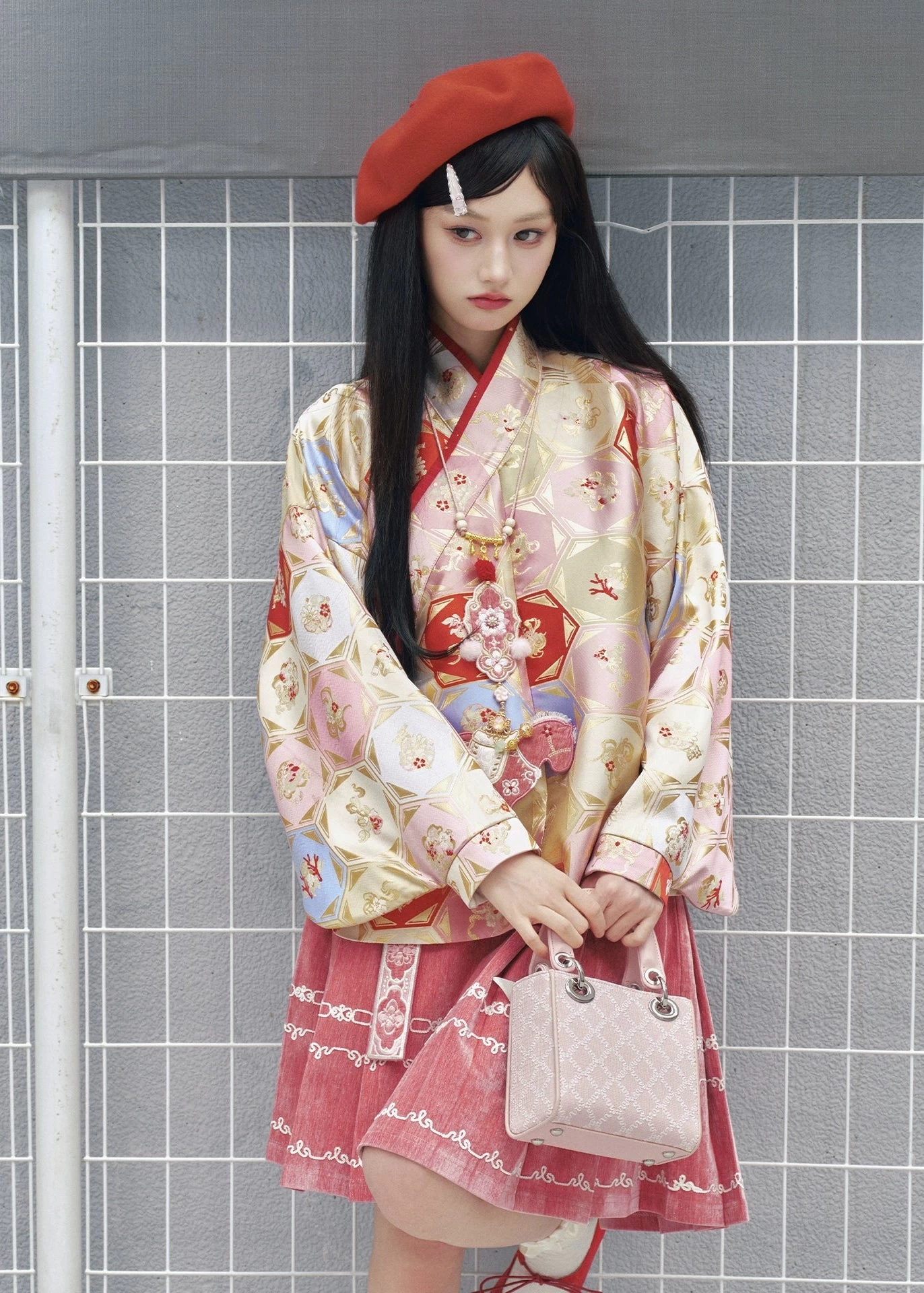 Women Modern Daily Hanfu Embroidered Pearl Cloud 4-Piece Set | HANFUBAO