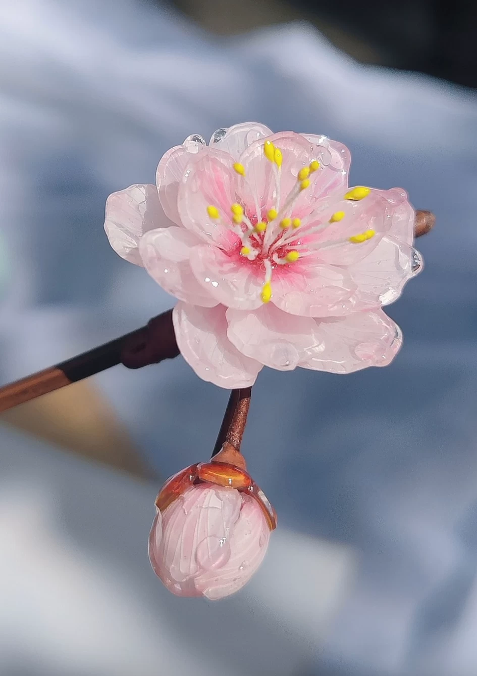 Cherry Blossom Pink Shrinky Dinks Hairpin for Hanfu & Daily Wear | HANFUBAO