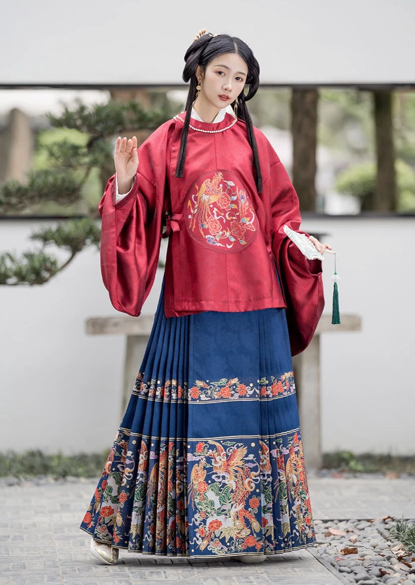 Women Ming Dynasty Ma Mian Skirt Half Cosmo Embroidered 6m Hemline| HANFUBAO