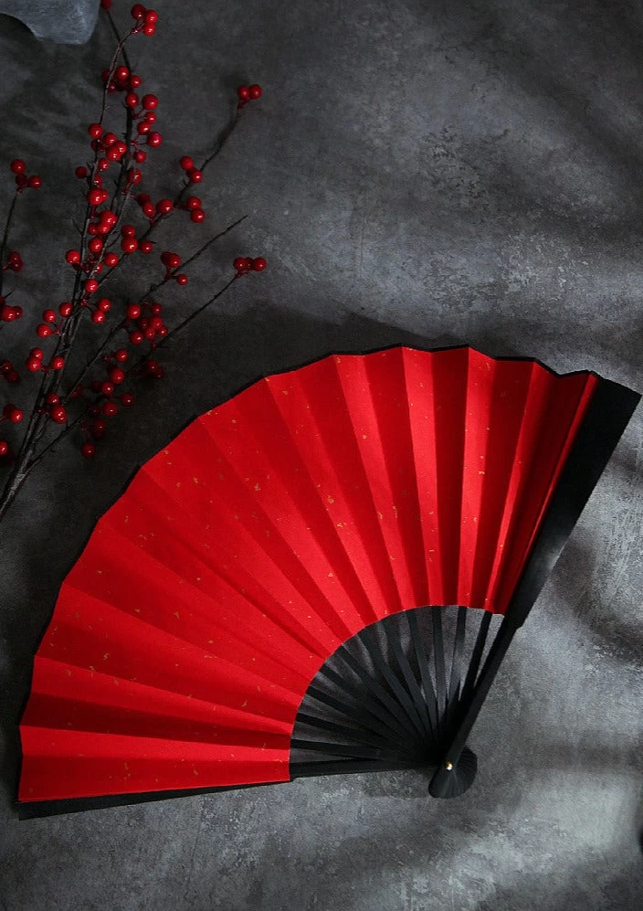 Chinese Paper Folding Hand Fan Scattering Gold Pattern 33.3cm | HANFUBAO