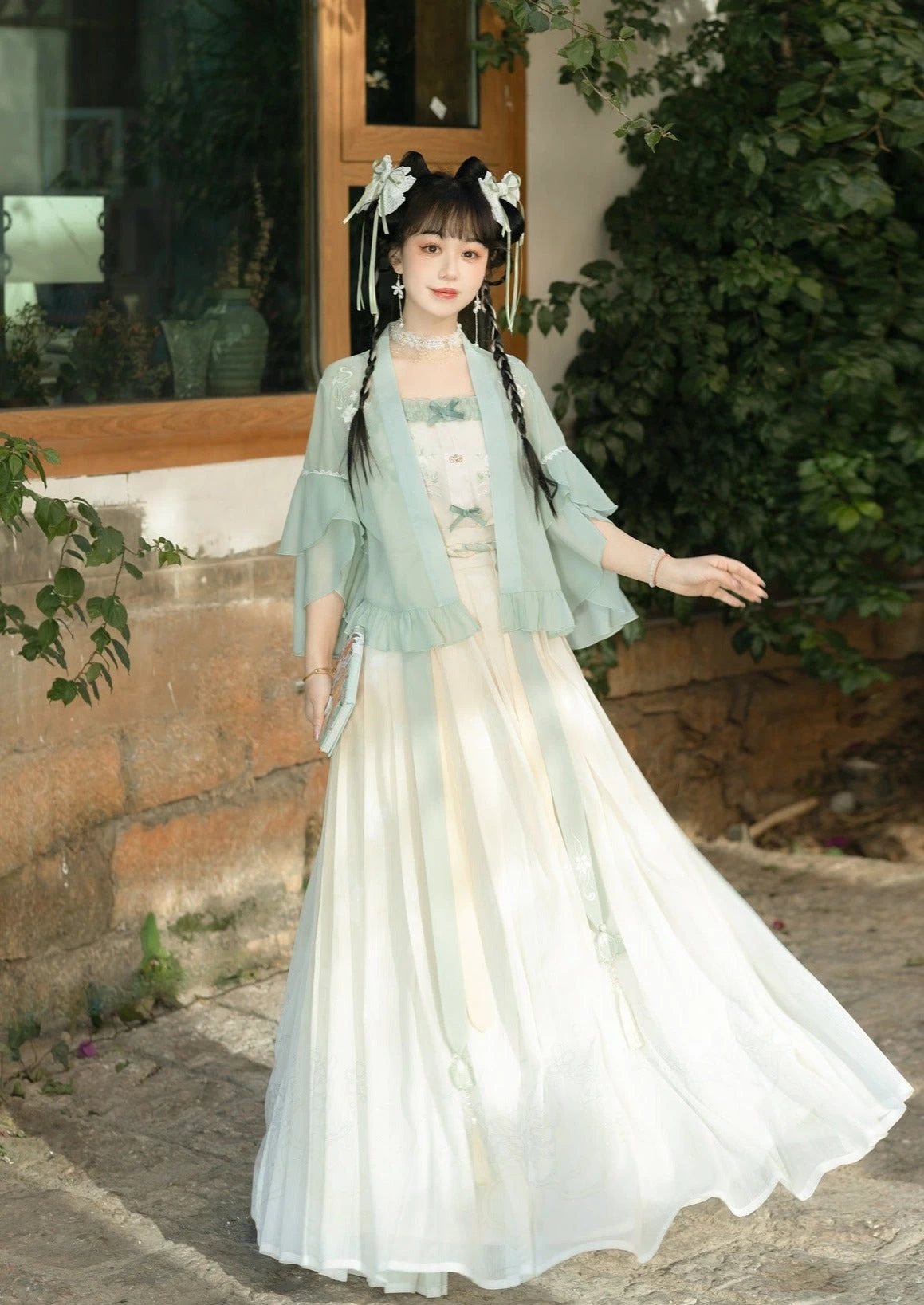 Women Modern Daily Hanfu Green Summer Song Dynasty Set | HANFUBAO
