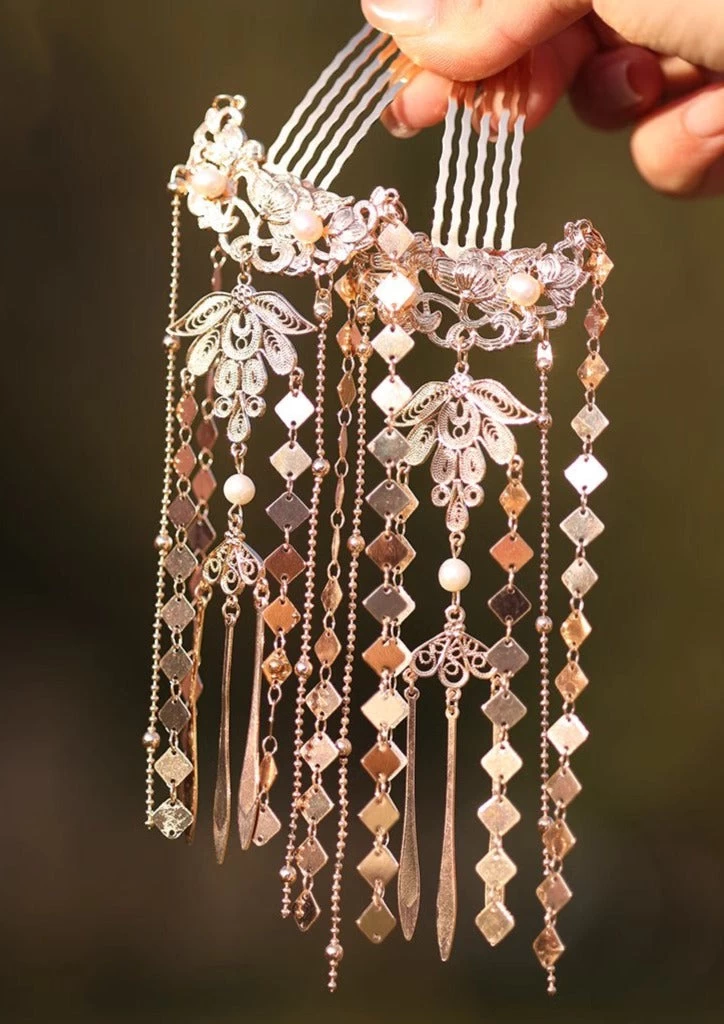 Camellia 6pcs Floral Hanfu Hairpins for Daily Styling, Yarn & Metal 10cm| HANFUBAO