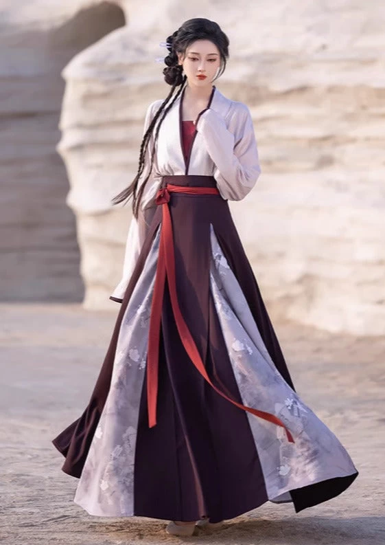 Women Modern Daily Hanfu 4-Piece Set Long Xiangsi Lab Cotton Blend | HANFUBAO