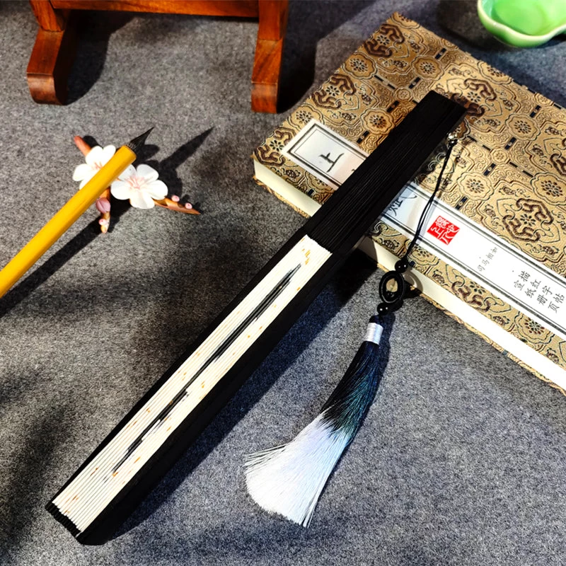 Unisex Chinese Hanfu Paper Folding Fan, 33cm Calligraphy Custom | HANFUBAO