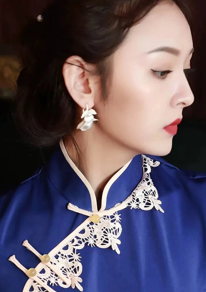 Women Modern Hanfu Satin Qipao Dress Ruby Red | HANFUBAO