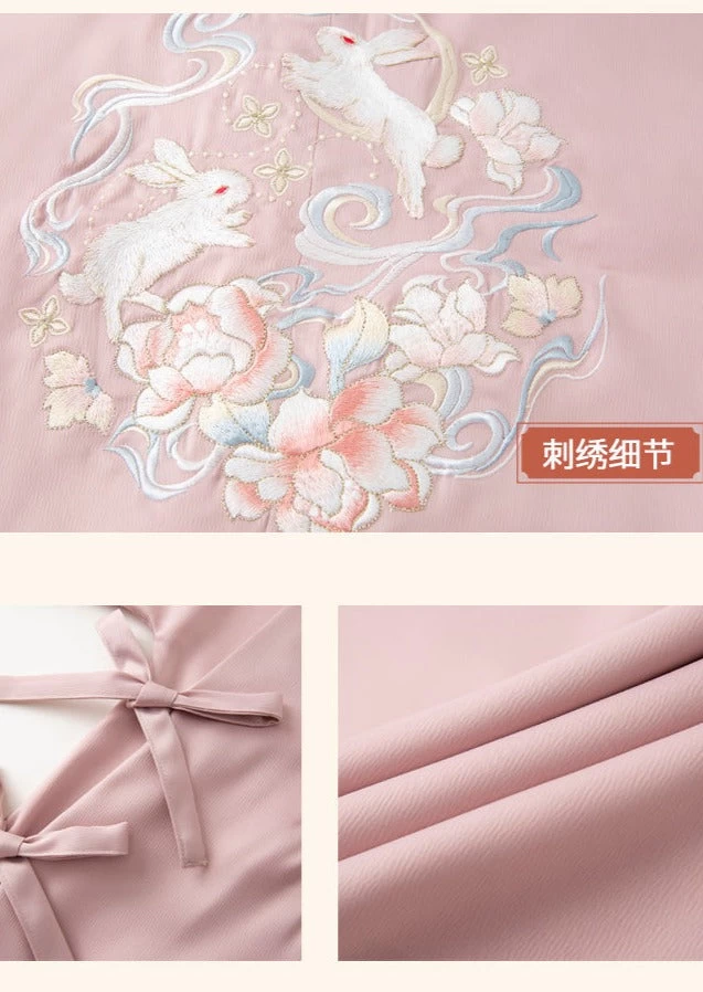 Women Modern Hanfu Ming Ma Mian Skirt Set White Embroidered Plus Size | HANFUBAO