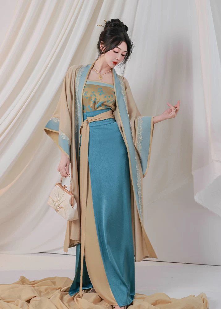 Women's 3-Piece Daily Hanfu Set Golden Glaze Tencel Blend Plus Size | HANFUBAO