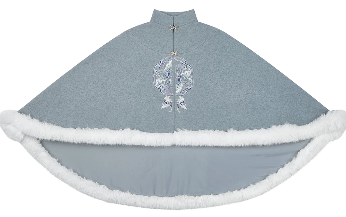 Women Modern 2-Piece Daily Hanfu Cape & Skirt Set, Snow White | HANFUBAO