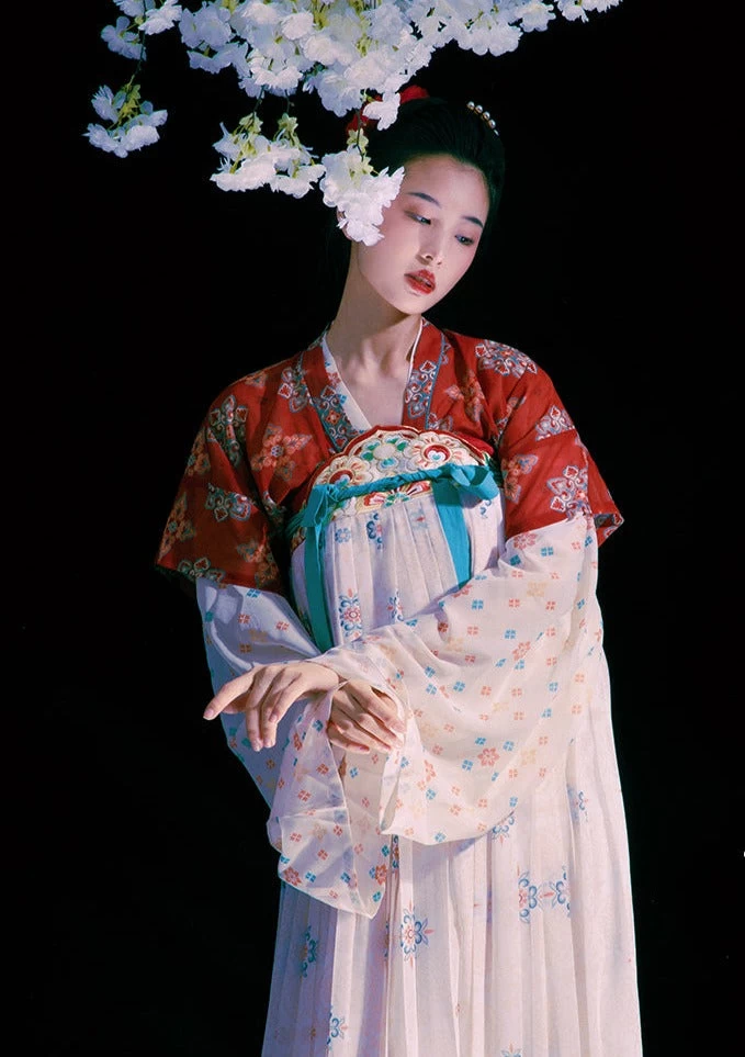 Women’s Modern Chiffon Hanfu Set Red Festival Party | HANFUBAO