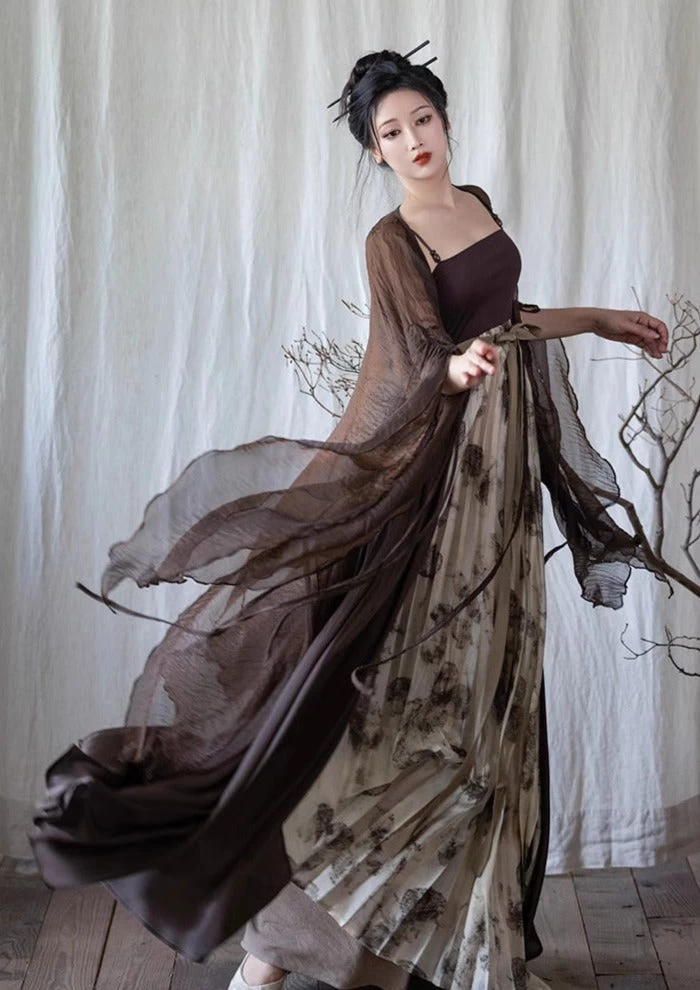 Women Modern Daily Hanfu 2-Piece Oakleaf Butterfly Cotton Set | HANFUBAO