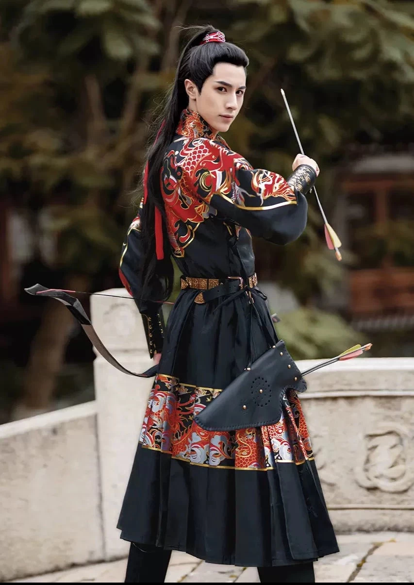 Unisex Modern Daily Hanfu Cotton Blend Water Dragon Embroidery | HANFUBAO