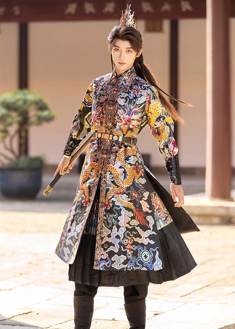 Unisex 4-Piece Embroidered Flying Fish Ming Hanfu Set for Cosplay| HANFUBAO