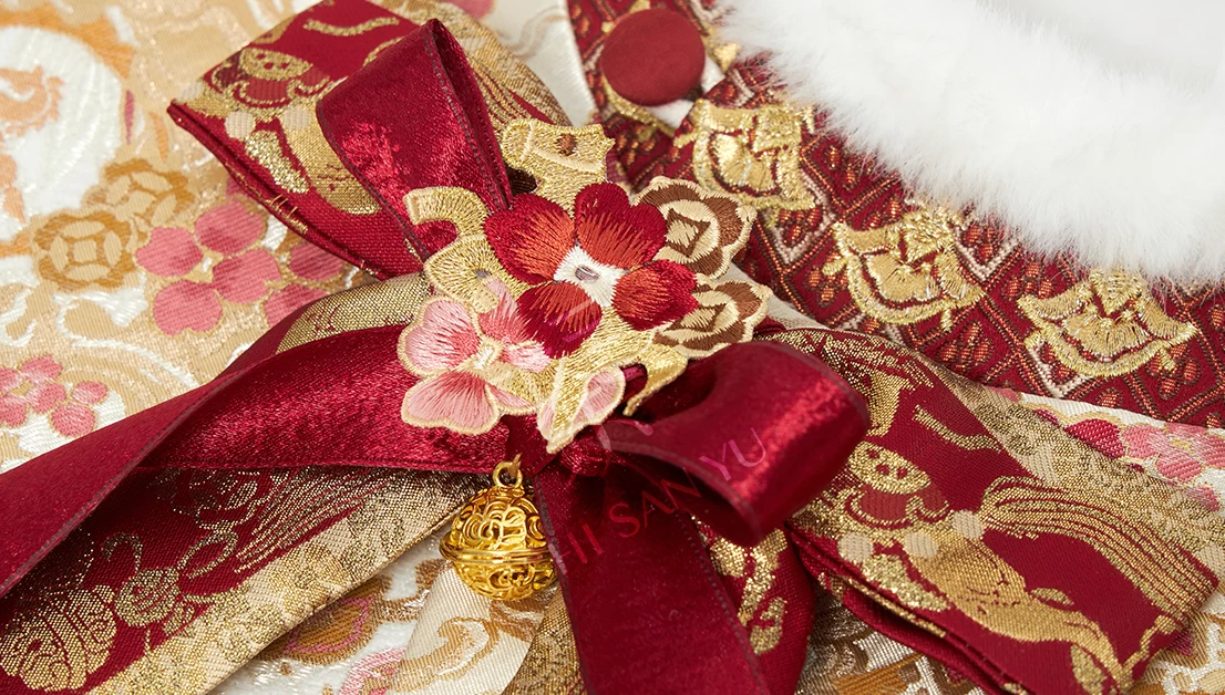 HANFUBAO | Women  3-Piece New Year Hanfu Dress Set Red Embroidery S-XL