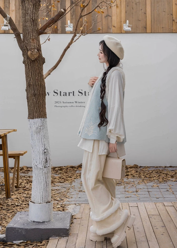 Women’s Linen-Blend Modern Daily Hanfu 3-Piece Set Snowy White | HANFUBAO