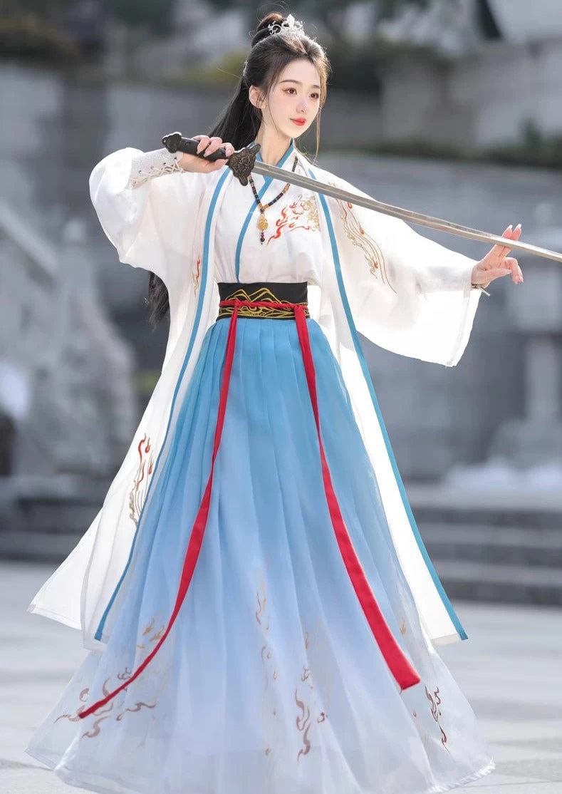 Unisex 5-Piece Song Dynasty Hanfu Set Flame Embroidery| HANFUBAO