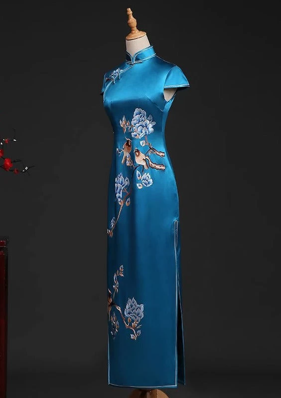 Women Silk Custom Made Magnolia Qipao Cheongsam Daily Party Wear| HANFUBAO