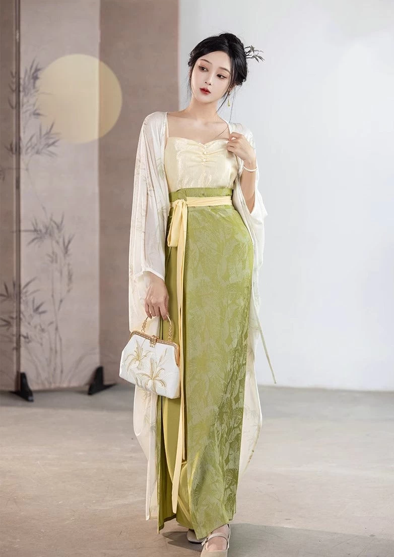 Women Modern 3-Piece Daily Hanfu Set, Artificial Cotton Blend | HANFUBAO