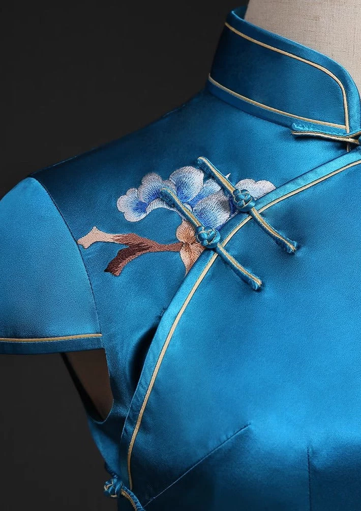 Women Silk Custom Made Magnolia Qipao Cheongsam Daily Party Wear| HANFUBAO