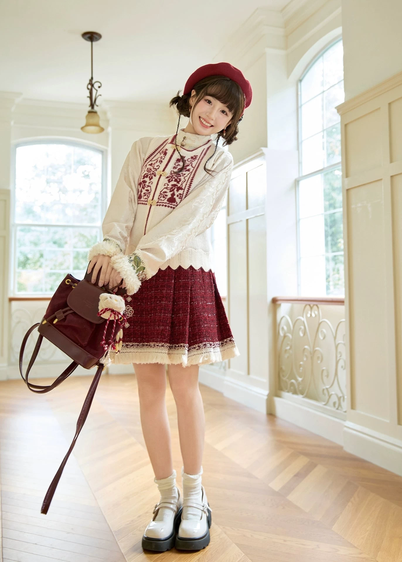 Unisex 3-Piece Modern Hanfu Set, Fortune Flower Embroidered| HANFUBAO