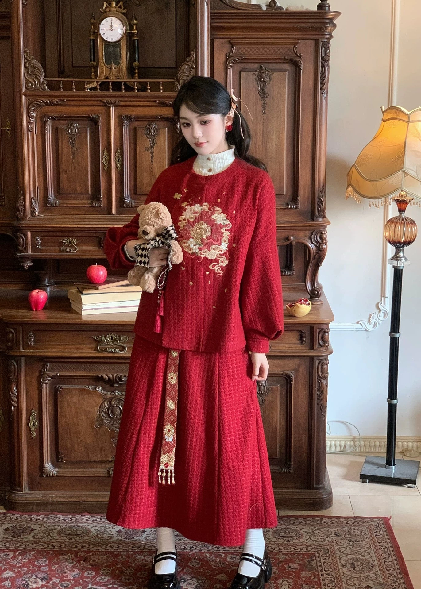 Women’s 3-Piece Modern Hanfu Set, New Year Daily Wear,  | HANFUBAO