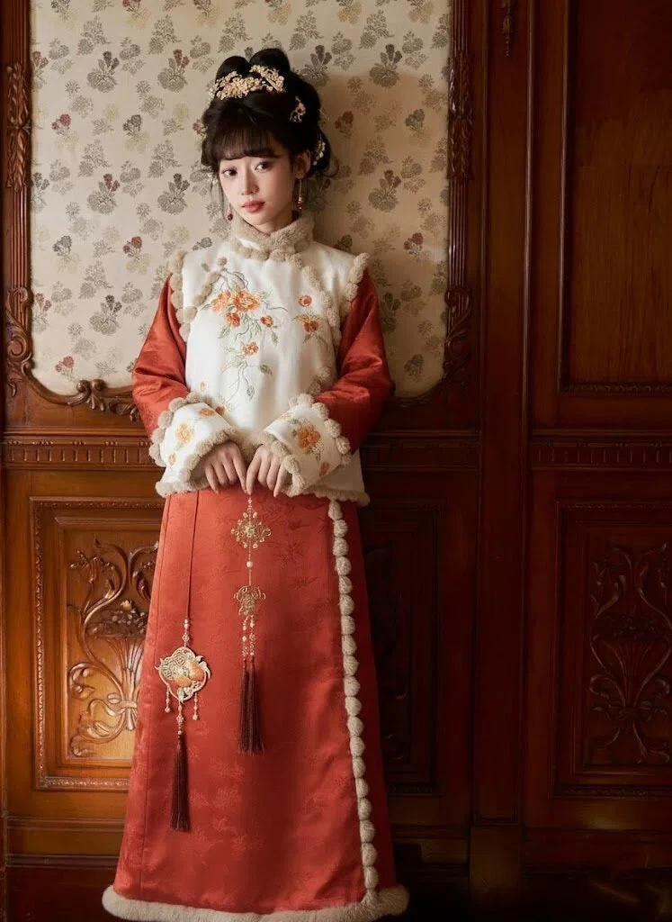 Women Modern Plus Size Hanfu Set Persimmon Pattern  | HANFUBAO
