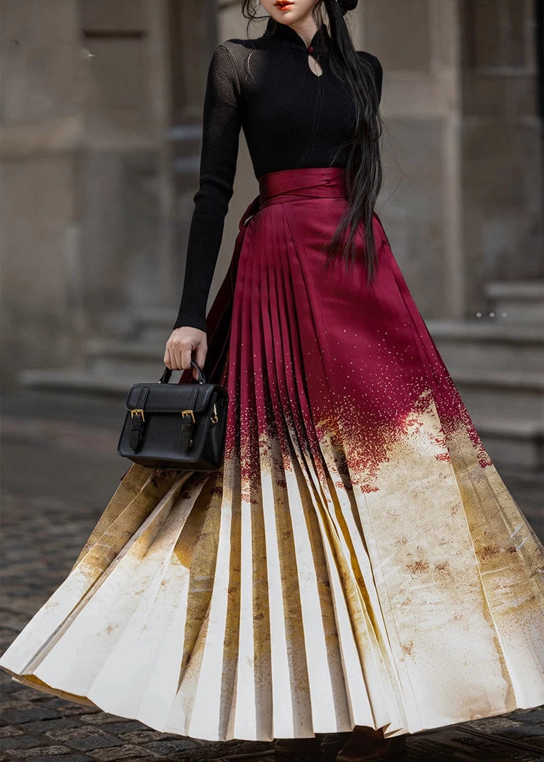 Women Modern Hanfu 3-Piece Wool Ma Mian Set Daily Wear | HANFUBAO