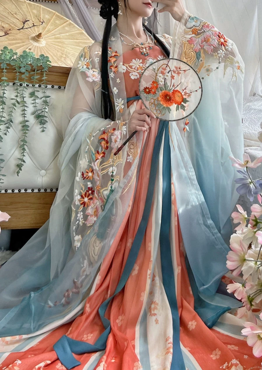 Women Tang Hanfu Chiffon Dress Set for Festival Daily Wear | HANFUBAO