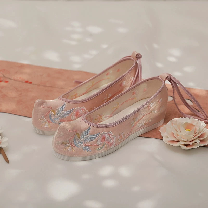 Women Canvas Embroidered Flats Floral Tassel Charm | HANFUBAO