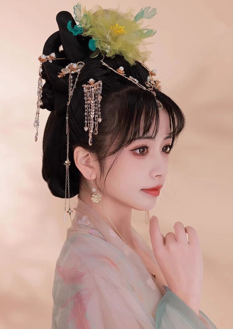 Women Hanfu Peony Flower Yarn Hair Clip 25x18cm | HANFUBAO