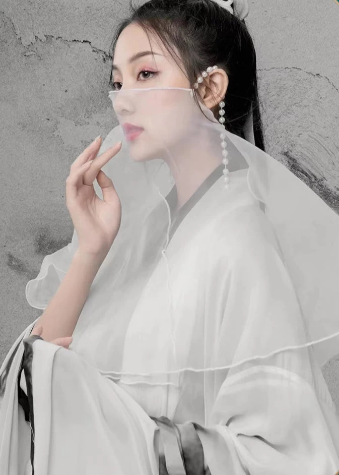 Unisex 3-Piece Daily Hanfu Set, Ink Shadow Chiffon Plus Size | HANFUBAO