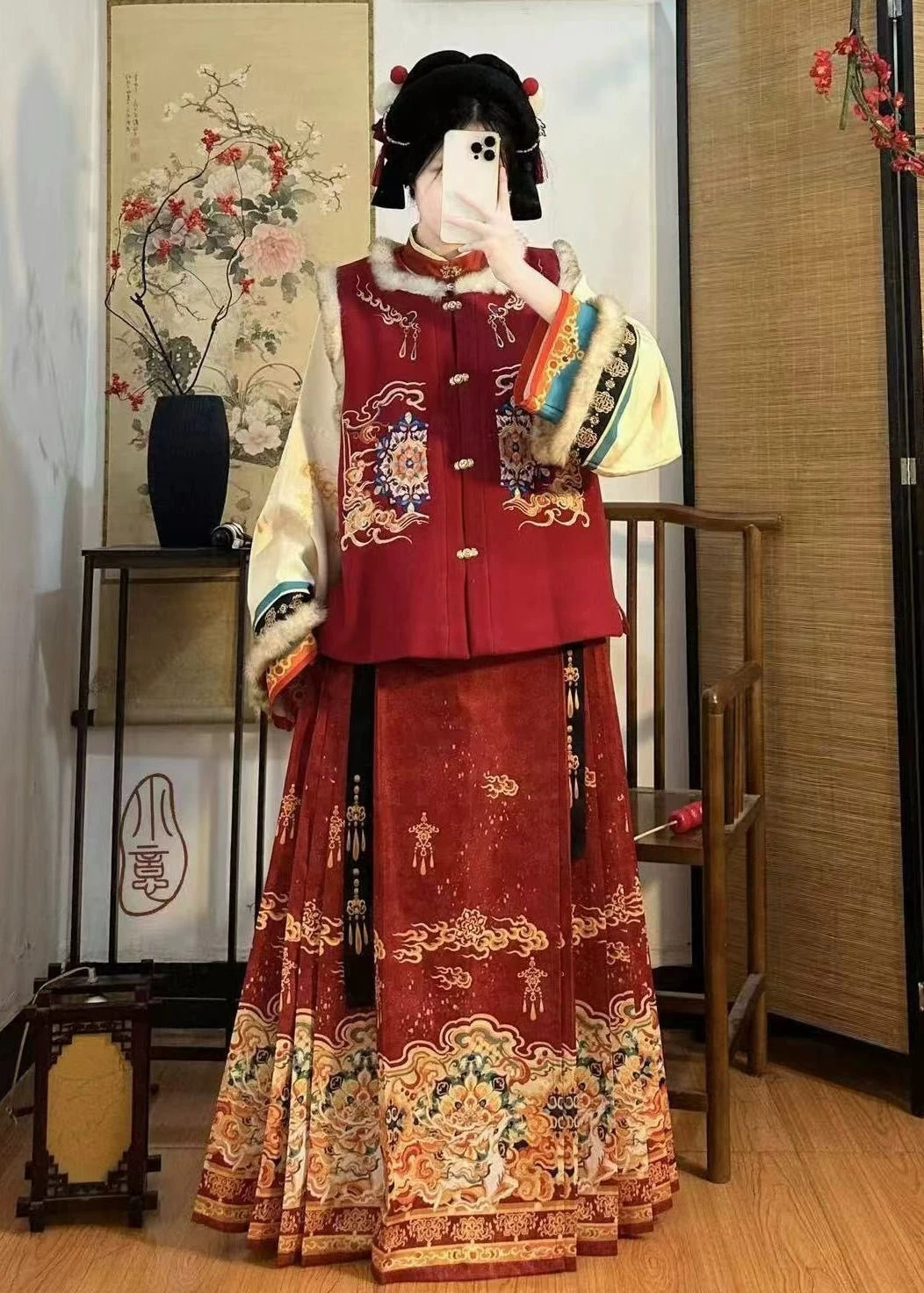 Women's Plus Size 3-Piece Hanfu Set Top Skirt Vest | HANFUBAO