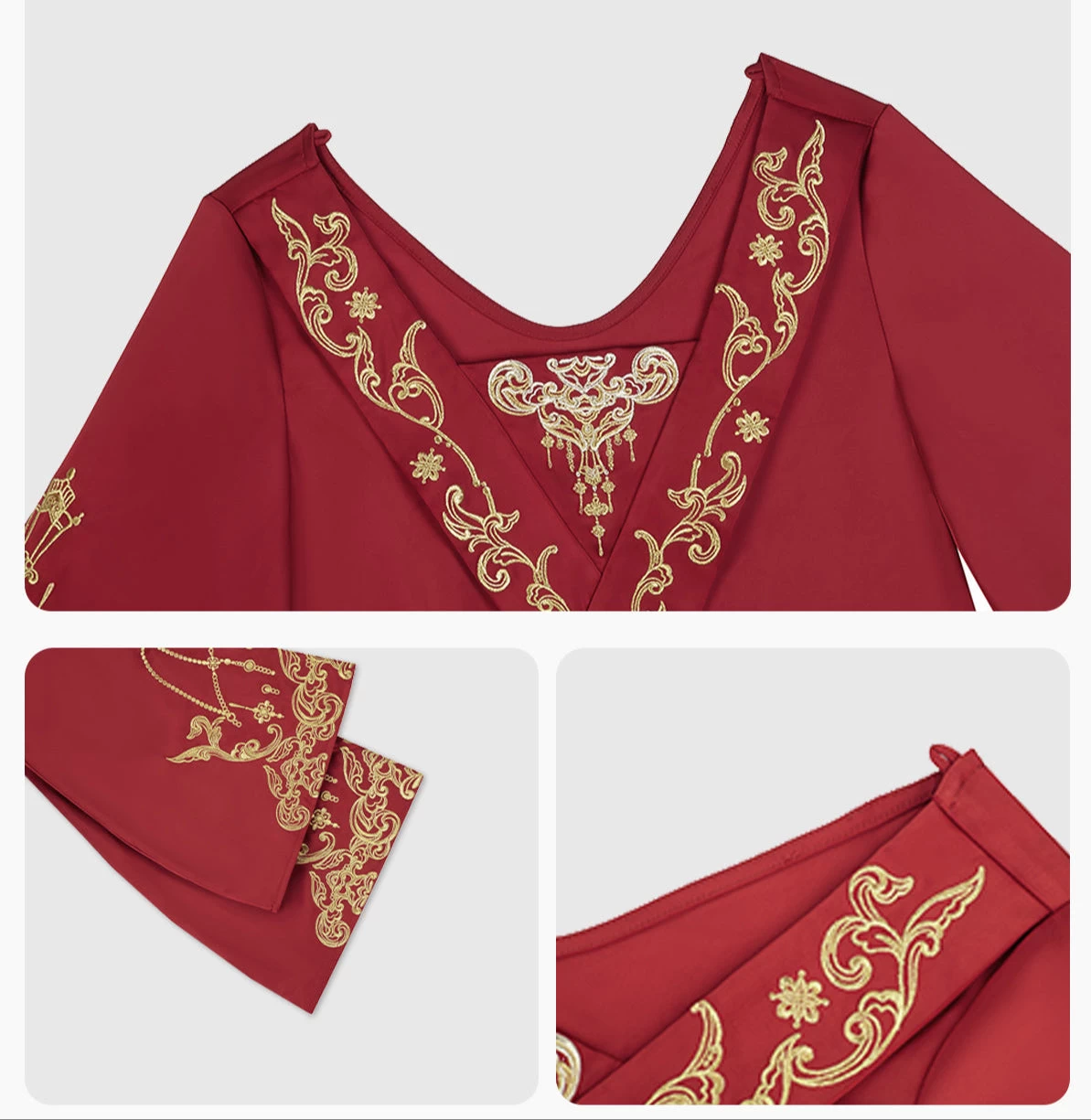 Women Modern Hanfu 3-Piece Wedding Set Pearl & Jade Embroidery | HANFUBAO