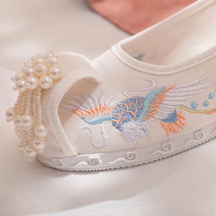 Women Canvas Embroidered Phoenix Hanfu Sneakers | HANFUBAO