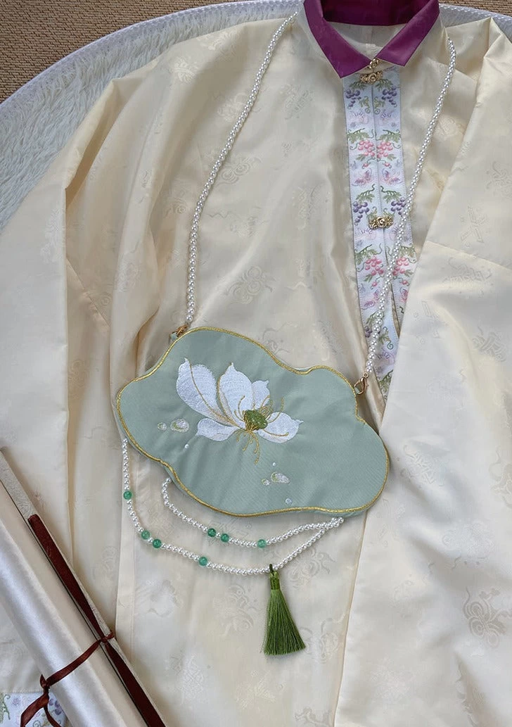 Embroidered Lotus Hanfu Coin Purse Bag 17x26cm | HANFUBAO