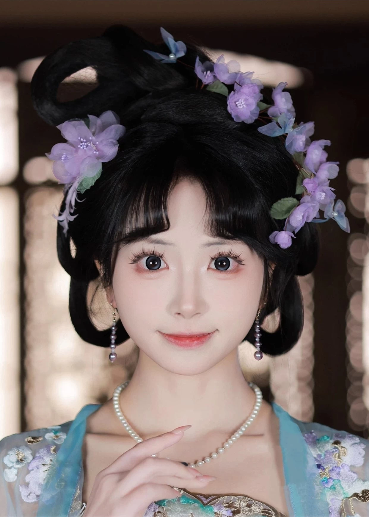 Women Crape Myrtle Yarn Flower Hair Piece for Hanfu Styling (Purple)| HANFUBAO