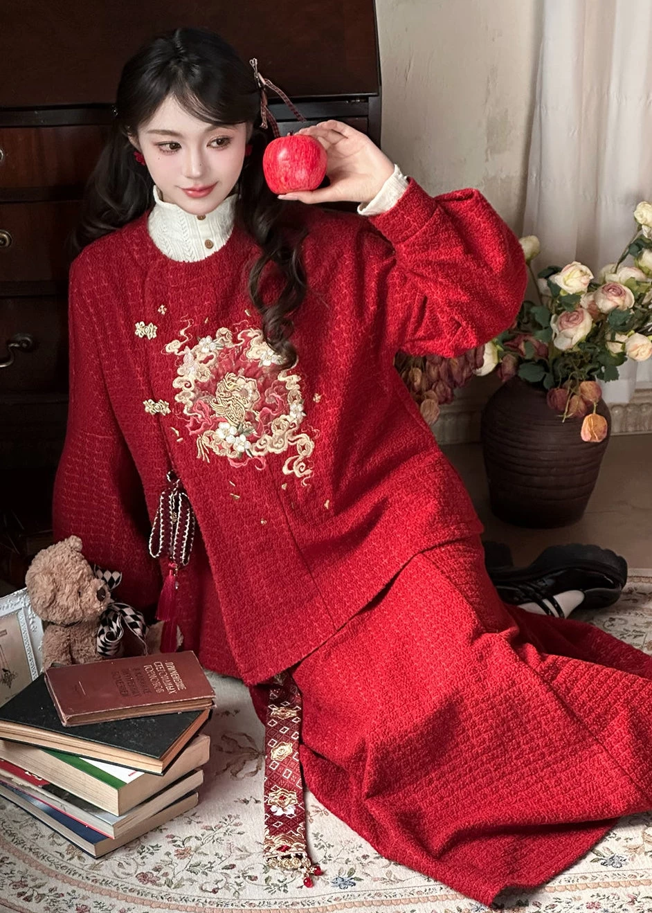 Women’s 3-Piece Modern Hanfu Set, New Year Daily Wear,  | HANFUBAO