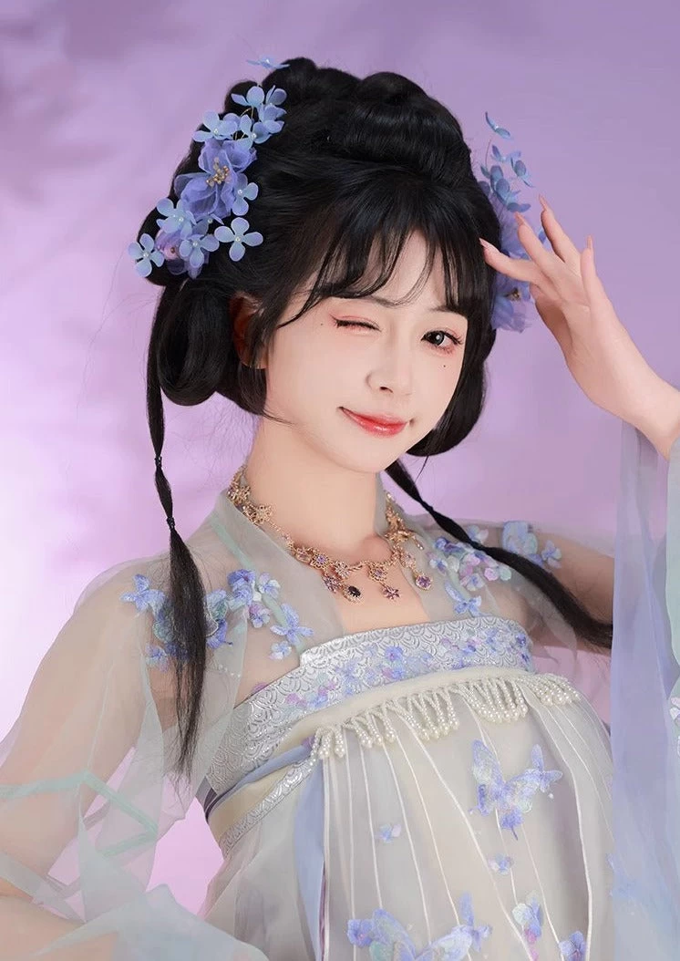 Women's Hydrangea Yarn Flower Hair Pieces for Hanfu Hairstyling | HANFUBAO